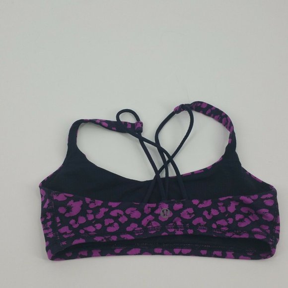 Lululemon Free To Be Sports Bra Cherry Cheetah Print Size 6 Purple Black Navy - Picture 7 of 11